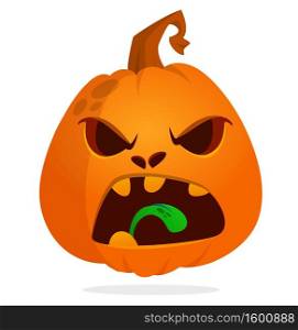 Cartoon  halloween pumpkin head with scary expression. Vector illustration of jack-o-lantern character