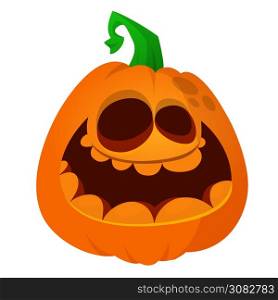 Cartoon halloween pumpkin head with scary expression. Vector illustration of jack-o-lantern character