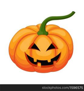 Cartoon Halloween pumpkin with happy face isolated on white background