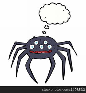 cartoon halloween spider with thought bubble
