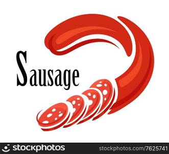 Cartoon ham Sausage isolated on white background suitable for food and restaurant design