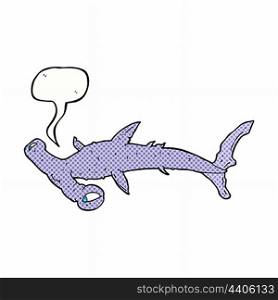 cartoon hammerhead shark with speech bubble