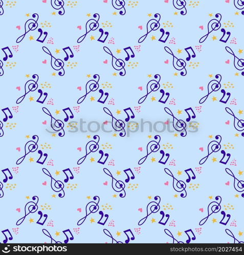 Cartoon hand drawn musical seamless pattern. Lots of symbols, objects and elements. Perfect funny background.. Cartoon hand drawn musical seamless pattern. Lots of symbols, objects and elements.