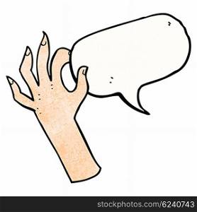 cartoon hand symbol with speech bubble