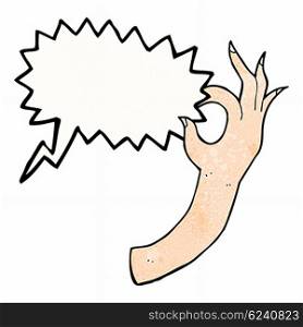cartoon hand symbol with speech bubble