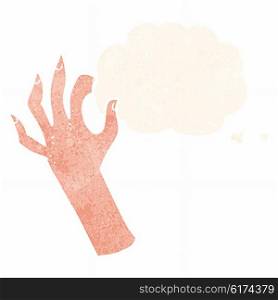 cartoon hand symbol with thought bubble