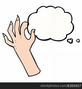 cartoon hand symbol with thought bubble