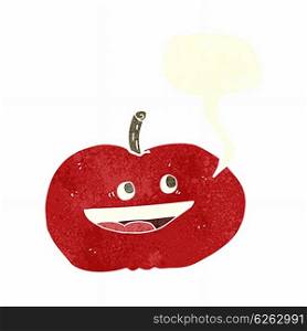 cartoon happy apple with speech bubble