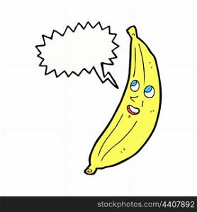 cartoon happy banana with speech bubble