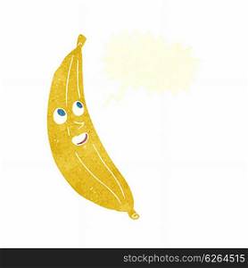 cartoon happy banana with speech bubble