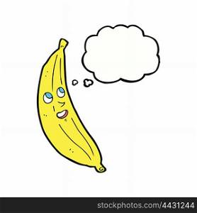 cartoon happy banana with thought bubble