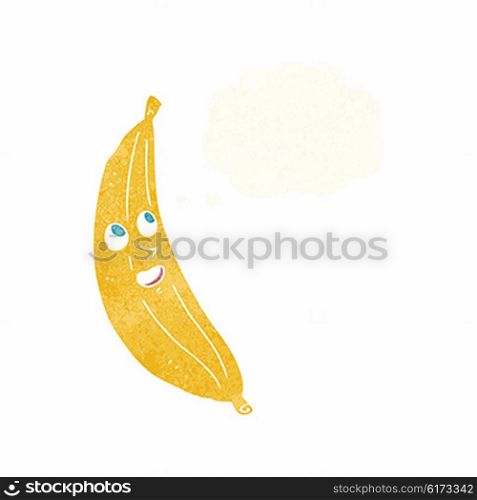 cartoon happy banana with thought bubble