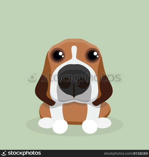 Cartoon happy beagle dog on pastel background. . Cartoon happy beagle dog