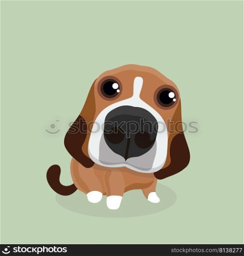 Cartoon happy beagle dog on pastel background. . Cartoon happy beagle dog