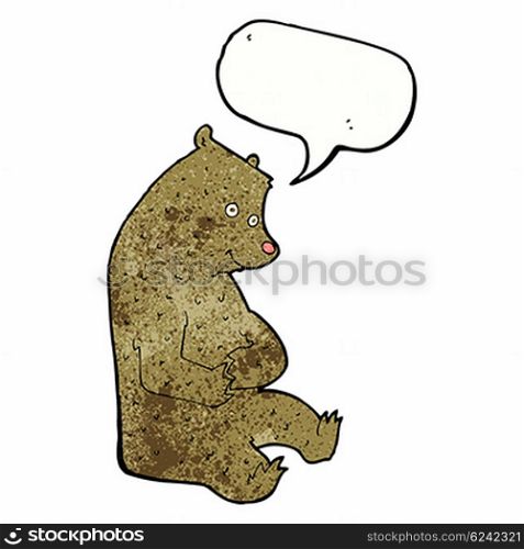cartoon happy bear with speech bubble