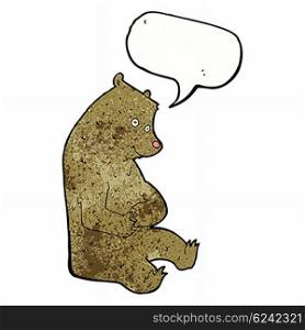 cartoon happy bear with speech bubble