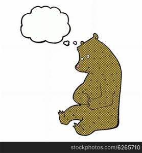 cartoon happy bear with thought bubble