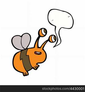 cartoon happy bee with speech bubble