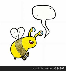 cartoon happy bee with speech bubble