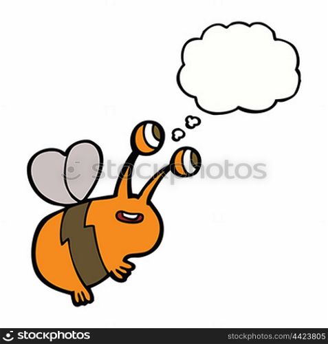 cartoon happy bee with thought bubble