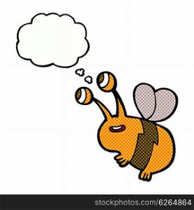 cartoon happy bee with thought bubble