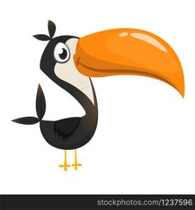 Cartoon happy bird toucan. Illustration isolated