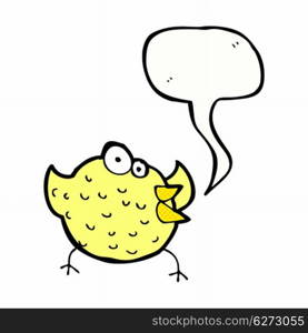 cartoon happy bird with speech bubble