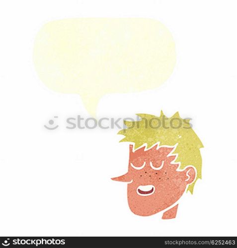 cartoon happy boy face with speech bubble