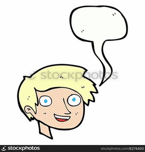 cartoon happy boy face with speech bubble