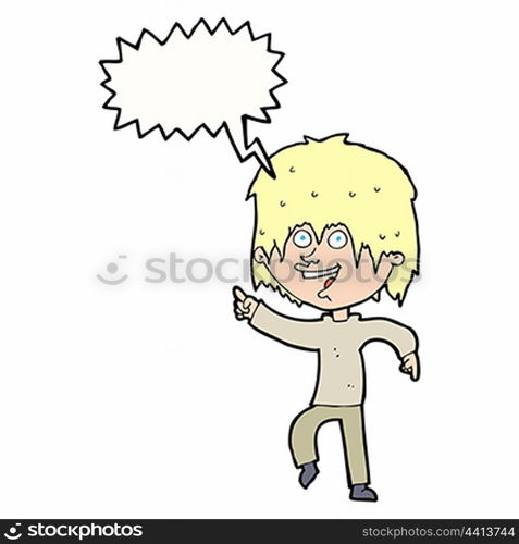 cartoon happy boy with speech bubble