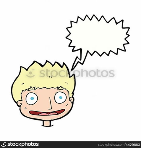 cartoon happy boy with speech bubble