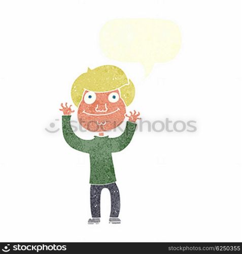 cartoon happy boy with speech bubble