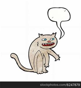 cartoon happy cat with speech bubble