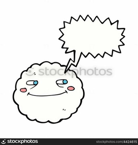 cartoon happy cloud with speech bubble
