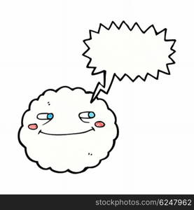 cartoon happy cloud with speech bubble