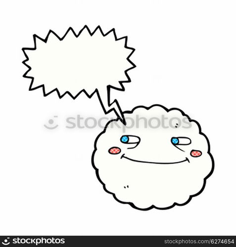 cartoon happy cloud with speech bubble