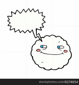 cartoon happy cloud with speech bubble