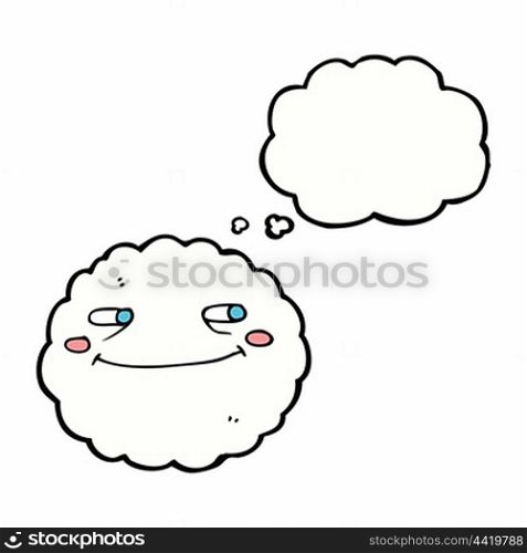 cartoon happy cloud with thought bubble