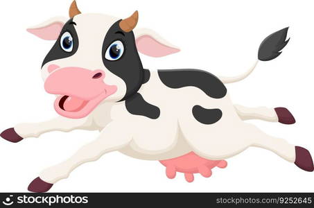 Cartoon happy cow isolated on white background	