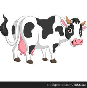 Cartoon happy cow posing isolated on white background