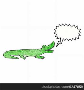 cartoon happy crocodile with speech bubble