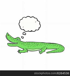 cartoon happy crocodile with thought bubble