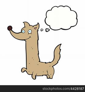 cartoon happy dog with thought bubble