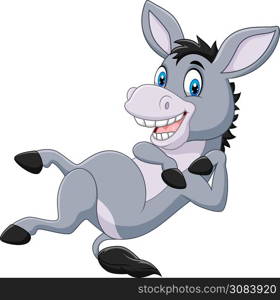 Cartoon happy donkey isolated on white background