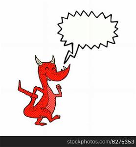 cartoon happy dragon with speech bubble