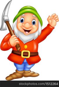Cartoon happy dwarf miner