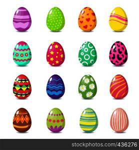 Cartoon happy easter cute eggs vector set. Easter spring eggs for celebration illustration. Cartoon happy easter cute eggs vector set
