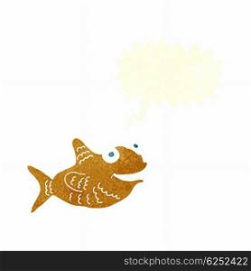 cartoon happy fish with speech bubble