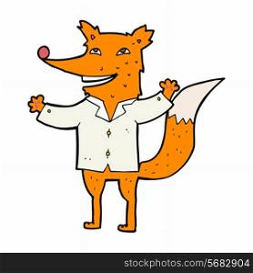 cartoon happy fox wearing shirt