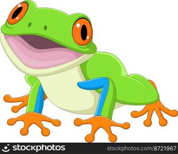 Cartoon happy frog on white background